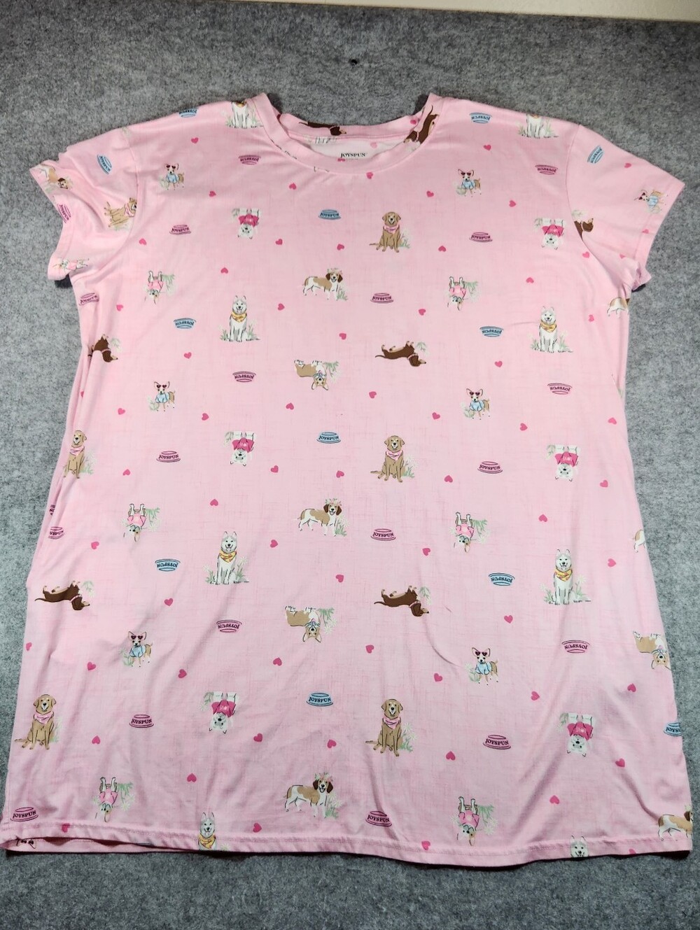 Joyspun Soft Pink Short-Sleeve Dog Print Sleep Tee 2X To 3X